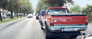 Am Mittwoch in Geltow. Die Pförtnerung führt zu erheblichem Rückstau.