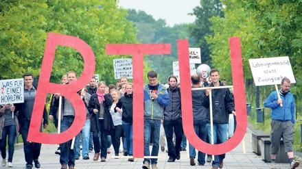 Protest. Studierende und Mitarbeiter der BTU demonstrierten schon mehrfach gegen die geplante Fusion.