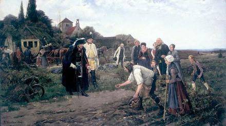Der König überall. Warthmüller verewigte 1886 Friedrich den Großen als den guten Landesvater, der sich aufopfernd um das Wohl seiner Bauern kümmert.