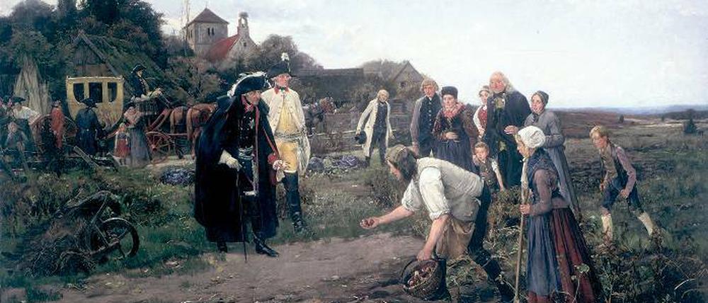 Der König überall. Warthmüller verewigte 1886 Friedrich den Großen als den guten Landesvater, der sich aufopfernd um das Wohl seiner Bauern kümmert.