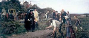 Der König überall. Warthmüller verewigte 1886 Friedrich den Großen als den guten Landesvater, der sich aufopfernd um das Wohl seiner Bauern kümmert.