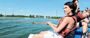 Gut festhalten. Auch Europameisterschaften wurden bereits auf der Großbeerener Wasserski-Anlage ausgetragen.