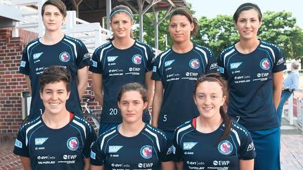 Neu bei Turbine I. hinten v. l. Heleen Jaques, Stefanie Mirlach, Erica Dillmann und Sara Doorsoun-Khajeh, vorn v. l. Keelin Winter, Wibke Meister und Lisa Evans.