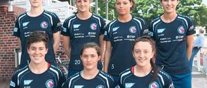 Neu bei Turbine I. hinten v. l. Heleen Jaques, Stefanie Mirlach, Erica Dillmann und Sara Doorsoun-Khajeh, vorn v. l. Keelin Winter, Wibke Meister und Lisa Evans.