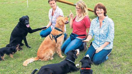 Auf den Hund gekommen. Die Hundetrainerinnen Christin Appel, Eileen Krüger, Astrid Weiß (v.l.).