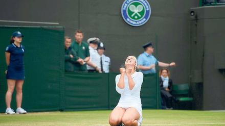 Endlich erlöst. Zum ersten Mal gewinnt die Berlinerin Sabine Lisicki gegen die Weltranglistenerste Maria Scharapowa.