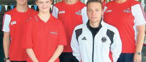 Hoffen nun in Berlin. André Lehmann, Torben Schmidtke, Vincent Koch und Trainerin Dörte Paschke (v. l.).