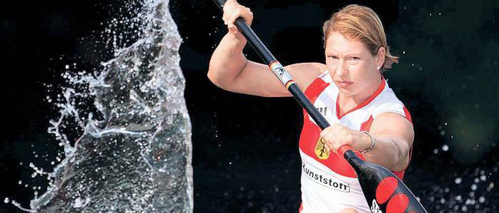 Wieder im Einer. Katrin Wagner-Augustin startet über 500 Meter.