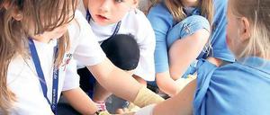 Eichhörnchen biss zu. Junge Johanniter (6) verarzten eine Freundin