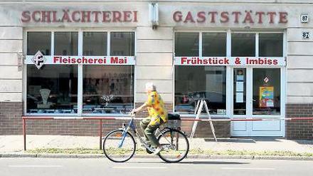 Macht bald zu. Die Fleischerei Mai in der Babelsberger Großbeerenstraße.