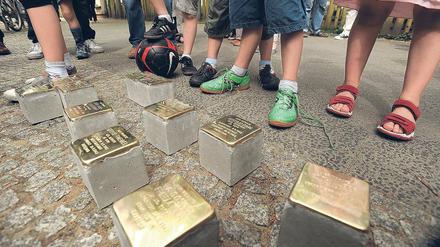Stolpersteinverlegung im April in Berlin-Wilmersdorf. „Wir wollen nicht immer wieder Diskussionen haben.“