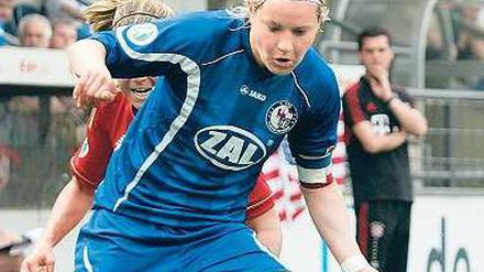 Hofft auf Punkte in Duisburg. Jennifer Zietz will mit Turbine Potsdam am Sonntag die Chance auf den erneuten Titelgewilnn wahren.