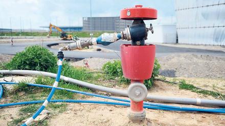 Hydrant vorhanden. Der Brandschutz auf dem BER ist aber noch nicht perfekt.