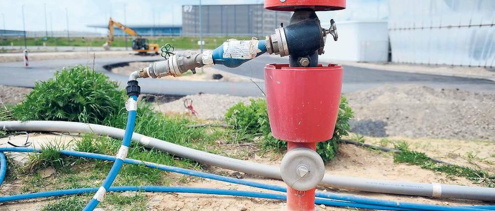 Hydrant vorhanden. Der Brandschutz auf dem BER ist aber noch nicht perfekt.