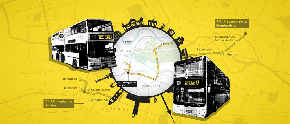 Seit 30 Jahren eine Rundfahrt wert: die Buslinie 100 durch Berlin.