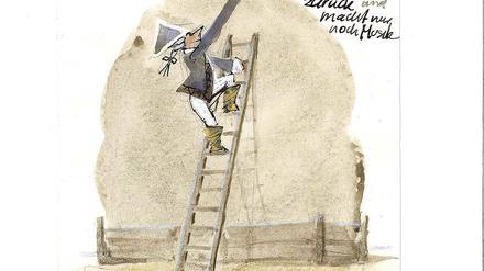 Kartoffel-Krönung. Die Karikatur von FW Bernstein ist auch in der Schau. 