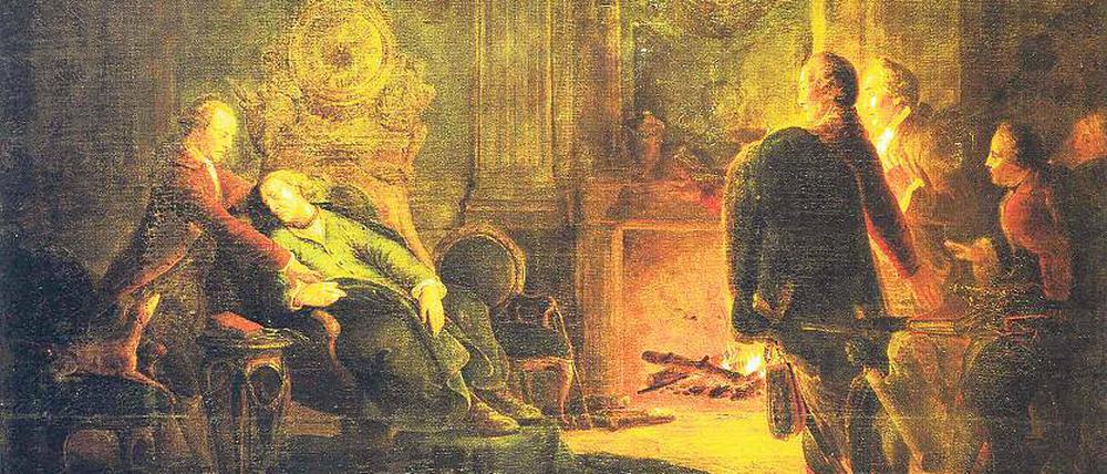 Eröffnung mit dem toten König. Christian Bernhard Rodes Gemälde „Der Tod Friedrichs II.“ (1787) stand am Anfang der damaligen Ausstellung.