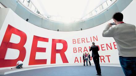 Hoffnungsträger: Der Stand der Flughafengesellschaft, die den Großflughafen BER in Schönefeld auf der Messe präsentiert.