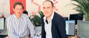 Wissen alles übers Waschen. Excentos-Chef Ole Tangermann (l.) und Projektmanager Julius Jetter im Unternehmenssitz in der Hebbelstraße in der Innenstadt.