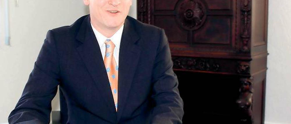 Im Rathaus angekommen: Michendorfs Bürgermeister Reinhard Mirbach (CDU).