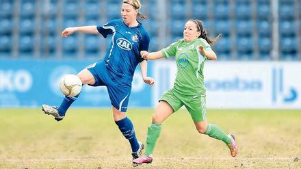 Erster und einziger Treffer. Stefanie Draws erzielte nicht nur den 1:0-Siegtreffer für Turbine Potsdam gegen den VfL Wolfsburg, sondern konnte sich gleichzeitig auch über ihr erstes Tor in der laufenden Frauenbundesliga-Saison freuen.