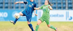 Erster und einziger Treffer. Stefanie Draws erzielte nicht nur den 1:0-Siegtreffer für Turbine Potsdam gegen den VfL Wolfsburg, sondern konnte sich gleichzeitig auch über ihr erstes Tor in der laufenden Frauenbundesliga-Saison freuen.