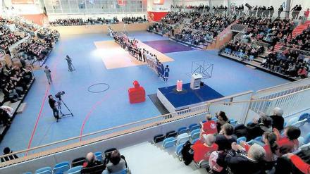 Zehn Prozent. Wer zahlungskräftiges Publikum in die MBS-Arena – hier ein Bild von der Eröffnung der Halle am 18. Januar – lockt, soll künftig einen Teil der Einnahmen abgeben. In erster Linie betrifft das den VfL und den SC Potsdam.