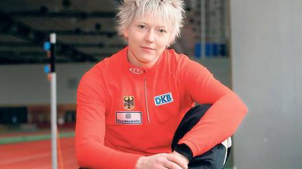 Erstmals zur Bob-WM: Petra Lammert im Potsdamer Luftschiffhafen.