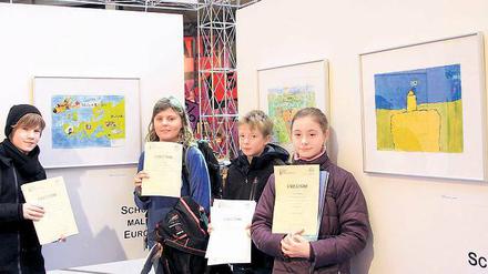 Erhielten Preise: Noah Schönfelder, Leopold Senst, Tatjana Gandrabur.