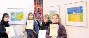 Erhielten Preise: Noah Schönfelder, Leopold Senst, Tatjana Gandrabur.