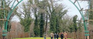 Blick ins Heckentheater. Wo sich jetzt noch Sandhaufen türmen, sitzen später die Zuschauer. Die Bühne ist erhöht.