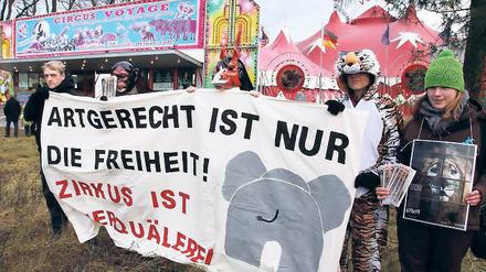 Tierfreunde. Die Aktivisten von „Veganer in Potsdam“ wollen Elefant, Löwe &amp; Co. nicht im Zirkus, sondern in Freiheit sehen.