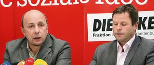 Der Linke-Landtagsabgeordnete Luthardt (links) - hier auf einer Archivaufnahme mit dem parlamentarischen Geschäftsführer der Linke-Fraktionandtag, Christian Görke.