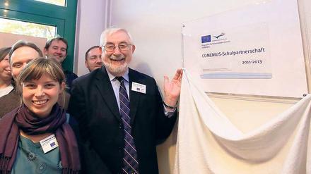 Comenius-Partner. Franziska Seidel und Kevin McKeague.