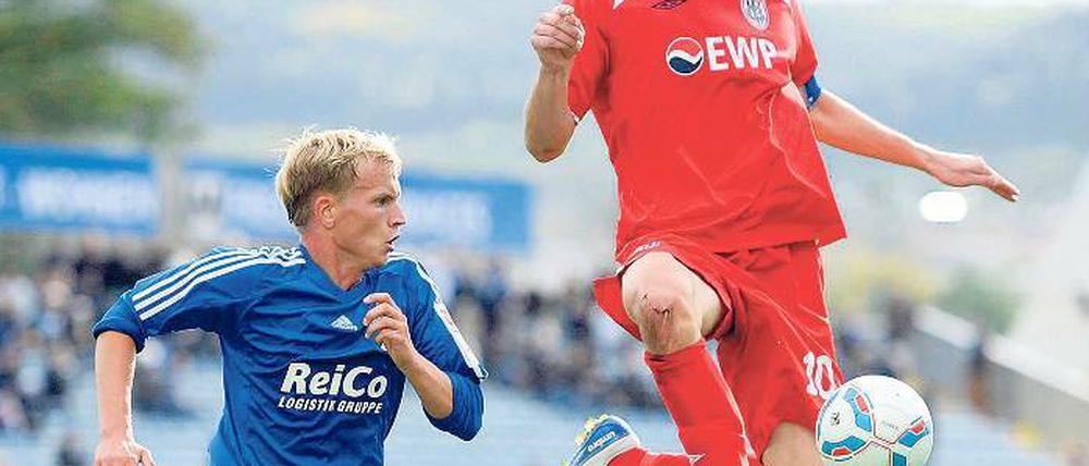 Sieht den SVB im Soll. Dominik Stroh-Engel – hier im Spiel in Jena – will mit Babelsberg 03 morgen daheim gegen Werder Bremen II drei weitere Punkte holen.