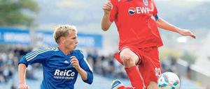 Sieht den SVB im Soll. Dominik Stroh-Engel – hier im Spiel in Jena – will mit Babelsberg 03 morgen daheim gegen Werder Bremen II drei weitere Punkte holen.
