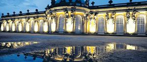 Die Beleuchtungsprobe gestern Abend vermittelte einen Eindruck von „Sanssouci im Lichterglanz“ am kommenden Samstagabend.