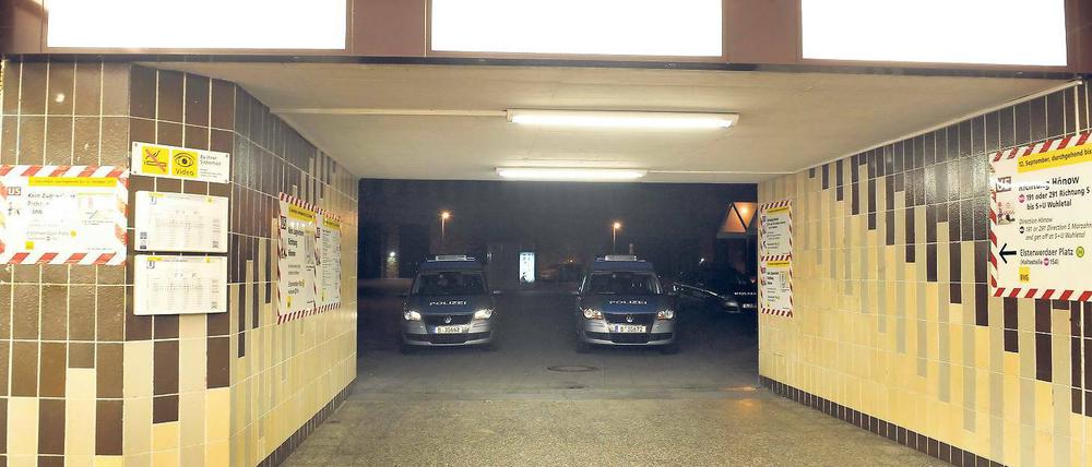 Polizeieinsatz im U-Bahnhof. Drei Schläger hatten am Elsterwerdaer Platz zunächst ein junges Pärchen attackiert. Gegen die Festnahme wehrten sich die Männer.