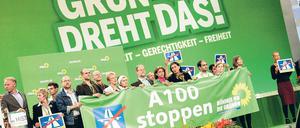 Kompromissbereit? Während der Bundesdelegiertenkonferenz der Grünen im Mai 2009 demonstrierte die Berliner Parteibasis gegen den Weiterbau der A 100. Nun könnte die Stadtautobahn doch verlängert werden, falls die Partei den rot-grünen Kompromiss mitträgt.
