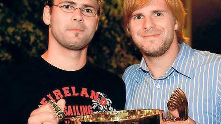 Laufende Brüder. Sven (l.) und Patrick Moritz starten beim Berlin-Marathon.