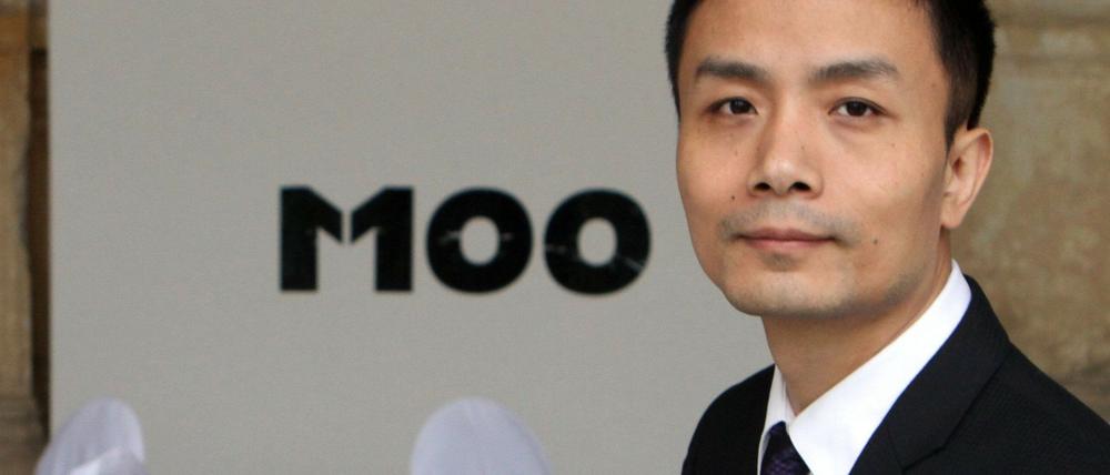 Der chinesische Journalist und Blogger Michael Anti vor einer Pressekonferenz auf der Internationalen Medienkonferenz "M100 Sanssouci Colloqium" in Potsdam.