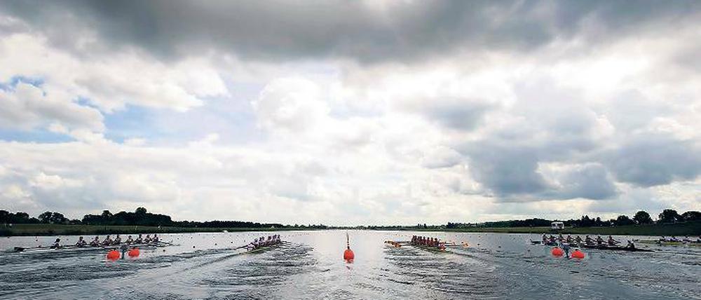 Der Dorney Lake. Hier wurden international bislang Ruder-Regatten ausgetragen, so auch die Junioren-Weltmeisterschaften 2011 (unser Bild).