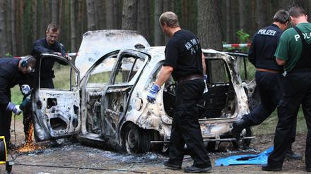 Die Stelle in der Nähe von Nauen, an der das ausgebrannte Autowrack gefunden wurde.