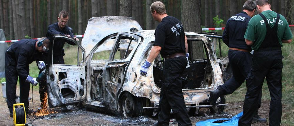 Die Stelle in der Nähe von Nauen, an der das ausgebrannte Autowrack gefunden wurde.
