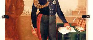 Erst teilrestauriert: das zugekleisterte Porträt Friedrich Wilhelm IV.