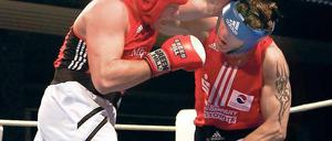 Auf ein Neues. Babelsbergs Schwergewicht Vitalius Subacius (rechts) wird auch in der kommenden Saison auf Alexander Povernov vom Deutschen Rekordmeister Velberter BC treffen.