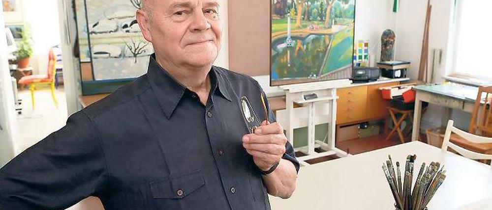 Oft auf verlorenem Posten, lässt sich aber nicht entmutigen. Der Maler Peter Rohn in seinem Atelier.