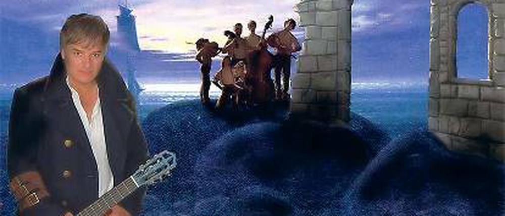 „Freibeuter“ Clemens Maria Haas mit seiner blauen Gitarre.