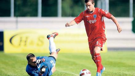 Treffsicher. Proband Benjamin Kaufmann besorgt hier das 2:0 im Finale.