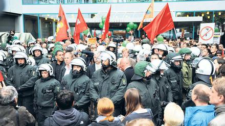 Widerstand. Am Donnerstag verhinderten Demonstranten die Rechten-Tagung.